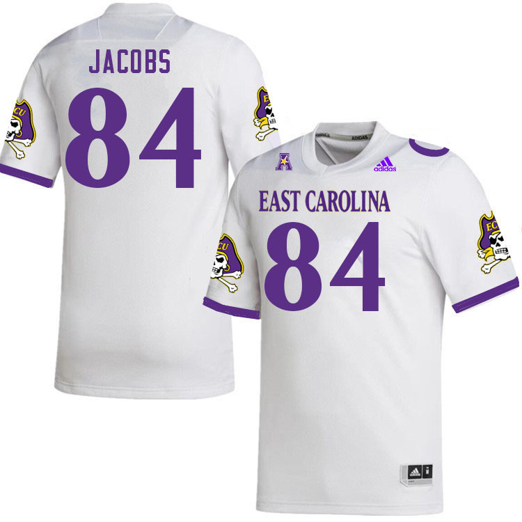 Men #84 Melvin Jacobs ECU Pirates College Football Jerseys Stitched-White